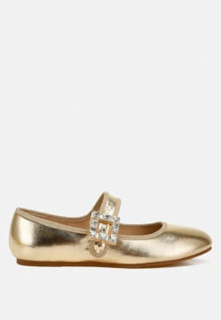 Upstage Brooch Mary Jane Ballerinas -Rag & Co UpstageBroochMaryJaneSandals RCSH4805GOLD 8