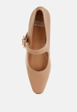 Vernis Genuine Leather Mary Jane Sandals -Rag & Co Vernis Genuine Leather Mary Jane Sandals RCSH5156 BEIGE 5