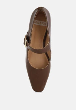 Vernis Genuine Leather Mary Jane Sandals -Rag & Co Vernis Genuine Leather Mary Jane Sandals RCSH5156 BROWN 6