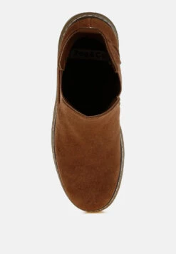 Vostok Suede Chunky Chelsea Boots -Rag & Co VostokSuedeChunkyChelseaBootsRCSH5012BROWN 2