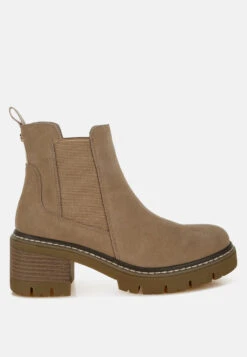 Vostok Suede Chunky Chelsea Boots -Rag & Co Vostok Suede Chunky Chelsea Boots RCSH5012 BEIGE 4
