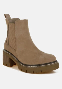 Vostok Suede Chunky Chelsea Boots -Rag & Co Vostok Suede Chunky Chelsea Boots RCSH5012 BEIGE 5