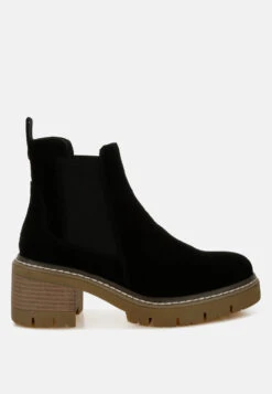 Vostok Suede Chunky Chelsea Boots -Rag & Co Vostok Suede Chunky Chelsea Boots RCSH5012 BLACK 6 ac66d941 2df4 44a1 9800 9ee9f865ee21