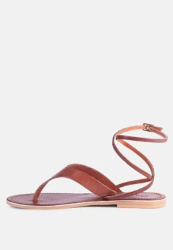 WRAP-UP Tie Around Tan Flat Sandals -Rag & Co WRAPUPTiearoundTanFlatSandals RCSH2861 Tan 8