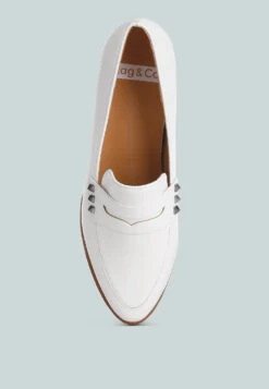Noshiya Patent Pleather Penny Loafers -Rag & Co WingedPatentPleatherPennyLoafers RCSH4842 off white 2