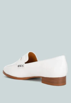 Noshiya Patent Pleather Penny Loafers -Rag & Co WingedPatentPleatherPennyLoafers RCSH4842 off white 7