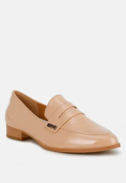Noshiya Patent Pleather Penny Loafers -Rag & Co Winged Patent Pleather Penny Loafers RCSH4842 beige 6
