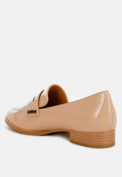Noshiya Patent Pleather Penny Loafers -Rag & Co Winged Patent Pleather Penny Loafers RCSH4842 beige 7