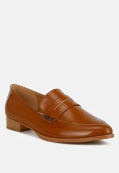 Noshiya Patent Pleather Penny Loafers -Rag & Co Winged Patent Pleather Penny Loafers RCSH4842 tan 5