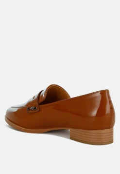 Noshiya Patent Pleather Penny Loafers -Rag & Co Winged Patent Pleather Penny Loafers RCSH4842 tan 8