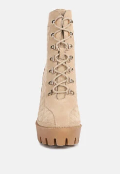 YOKO Beige Fine Suede Quilted Ankle Boots -Rag & Co YOKOBeigeFineSuedeQuiltedAnkleBoots RCSH3885 Beige 8