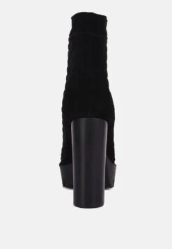 YOKO Black Fine Suede Quilted Ankle Boots -Rag & Co YOKOBlackFineSuedeQuiltedAnkleBoots RCSH3885 Black 1