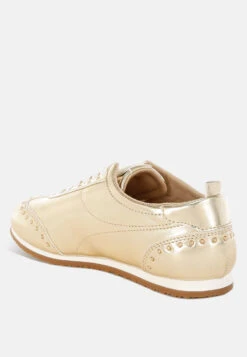 Yorika Studded Metallic Pleather Sneakers -Rag & Co YorikaStuddedMetallicPleatherSneakersRCSH5635GOLD 6