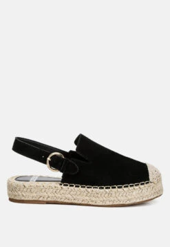 Affie Genuine Suede Slingback Strap Espadrilles -Rag & Co affiesuedeslingbackstrapespadrilles RCSH4637 black 2