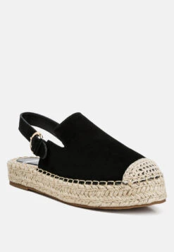 Affie Genuine Suede Slingback Strap Espadrilles -Rag & Co affiesuedeslingbackstrapespadrilles RCSH4637 black 3