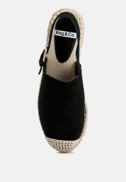 Affie Genuine Suede Slingback Strap Espadrilles -Rag & Co affiesuedeslingbackstrapespadrilles RCSH4637 black 8