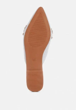 ASTRE Pearl Embellished Shimmer Mules In Silver -Rag & Co astrepearlembellishedshimmermules RCSH3110 silver 3