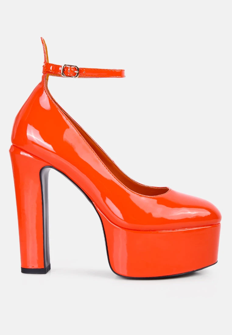 Babe-Heaven Patent Pu Sandals In Orange 4 Babe-Heaven Patent Pu Sandals In Orange - Image 2