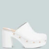 Benji Recycled Leather Clogs -Rag & Co benjirecycledleatherclogs RCSH4774R white 2