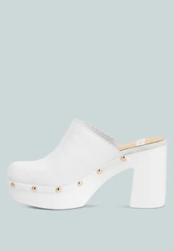 Benji Recycled Leather Clogs -Rag & Co benjirecycledleatherclogs RCSH4774R white 6