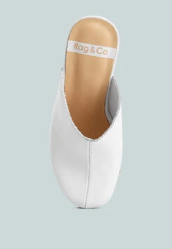 Benji Recycled Leather Clogs -Rag & Co benjirecycledleatherclogs RCSH4774R white 9