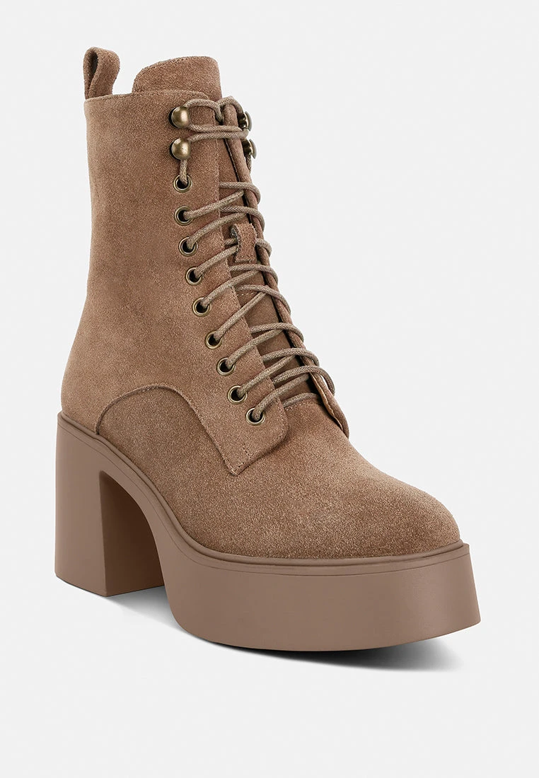Carmac High Ankle Platform Boots In Tan 4 Carmac High Ankle Platform Boots In Tan - Image 2