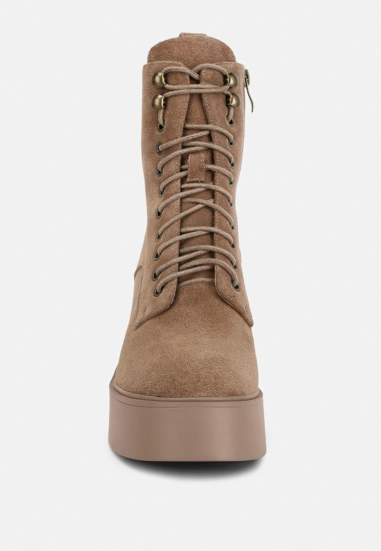 Carmac High Ankle Platform Boots In Tan 8 Carmac High Ankle Platform Boots In Tan - Image 6