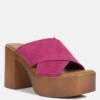 MATRIX Criss Cross Strap Block Heel Sandals In Fuchsia 1 MATRIX Criss Cross Strap Block Heel Sandals In Fuchsia -Rag & Co crisscrossstrapblockheelsandals RCSH4208 fuchsia 6