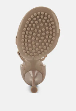 DAKOTA Metal Chain Embellishment Sandals In Latte -Rag & Co dakotametalchainmidheelsandals RCSH3144 latte 1