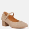 DALLIN Suede Block Heel Mary Janes In Sand 2 DALLIN Suede Block Heel Mary Janes In Sand -Rag & Co dallinsuedeblockheelmaryjanes RCSH4369 sand 2