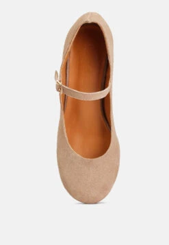 DALLIN Suede Block Heel Mary Janes In Sand -Rag & Co dallinsuedeblockheelmaryjanes RCSH4369 sand 7