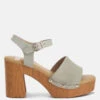 Daniela Genuine Suede Leather High Block Sandals -Rag & Co danielasuedehighblocksandals RCSH4738 beige 1