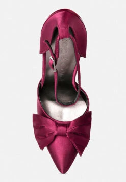 DINGLES Burgundy Bow Embellished Satin Stiletto Sandals 13 DINGLES Burgundy Bow Embellished Satin Stiletto Sandals -Rag & Co dingleshighheeledsatinbowsandals RCSH3456 Burgudy 2 28fe035f 6701 4dbb 9e4f d4555786457a