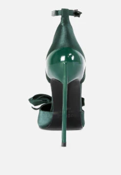 DINGLES Green Bow Embellished Satin Stiletto Sandals -Rag & Co dingleshighheeledsatinbowsandals RCSH3456 Green 4 fc11d933 6a3b 4346 b1c0 b2799fa97729