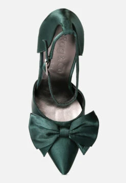 DINGLES Green Bow Embellished Satin Stiletto Sandals -Rag & Co dingleshighheeledsatinbowsandals RCSH3456 Green 7 7bdb1f2a bc44 43e8 a7da fd584c101130