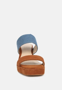 Eddlia Slip On Platform Sandals In Tan -Rag & Co eddliasliponplatformsandals RCSH4244 Tandenim 5