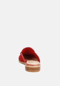 EDMANDA Tassle Detail Leather Mules In Red -Rag & Co edmandatassledetailleathermules RCSH4128 red 7