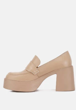 Elspeth Heeled Platform Leather Loafers In Sand 11 Elspeth Heeled Platform Leather Loafers In Sand -Rag & Co elspethheeledplatformleatherloafers RCSH3466 sand 4