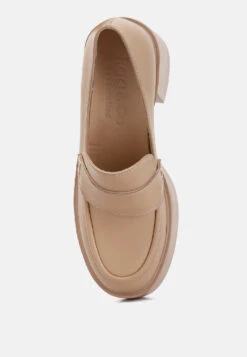 Elspeth Heeled Platform Leather Loafers In Sand 13 Elspeth Heeled Platform Leather Loafers In Sand -Rag & Co elspethheeledplatformleatherloafers RCSH3466 sand 7