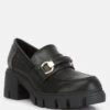 Evangeline Chunky Platform Loafers In Black -Rag & Co evangelinechunkyplatformloafers RCSH4262 black 2