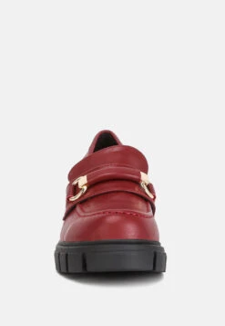 Evangeline Chunky Platform Loafers In Burgundy -Rag & Co evangelinechunkyplatformloafersinburgundyRCSH4262burgundy 4
