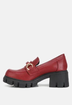 Evangeline Chunky Platform Loafers In Burgundy -Rag & Co evangelinechunkyplatformloafersinburgundyRCSH4262burgundy 5