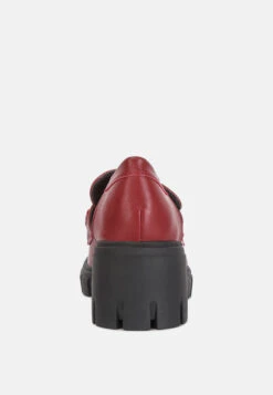 Evangeline Chunky Platform Loafers In Burgundy -Rag & Co evangelinechunkyplatformloafersinburgundyRCSH4262burgundy 7