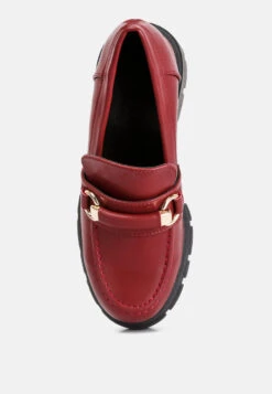 Evangeline Chunky Platform Loafers In Burgundy -Rag & Co evangelinechunkyplatformloafersinburgundyRCSH4262burgundy 8