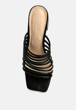 Fairleigh Black Strappy Slip On Sandals 14 Fairleigh Black Strappy Slip On Sandals -Rag & Co fairleighstrappysliponsandals RCSH4191 Black 7