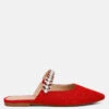 GEODE Pearl Embellished Slip On Mules In Red 2 GEODE Pearl Embellished Slip On Mules In Red -Rag & Co geodepearlembellishedsliponmules RCSH3111 red 4
