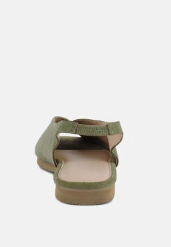 GRETCHEN Green Slingback Flat Sandals -Rag & Co gretchenmustardslingbackflatsandals RCSH2032 green 8