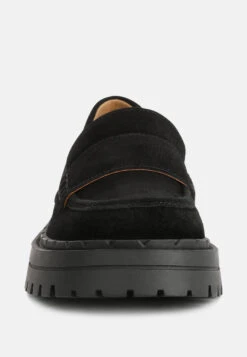 Honora Suede Chunky Loafers In Black 10 Honora Suede Chunky Loafers In Black -Rag & Co honorasuedechunkyloafers RCSH4367 black 5