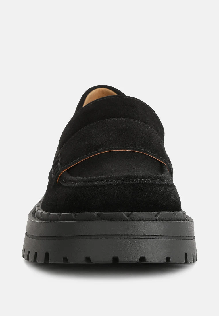 Honora Suede Chunky Loafers In Black 5 Honora Suede Chunky Loafers In Black - Image 3