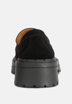 Honora Suede Chunky Loafers In Black 12 Honora Suede Chunky Loafers In Black -Rag & Co honorasuedechunkyloafers RCSH4367 black 8